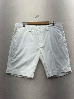 Polo Ralph Lauren Mens 38 Shorts White 9" Pima Cotton Chino Pleated